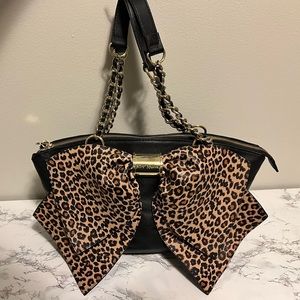 Vintage Betsey Johnson Black with Leopard Bow Purse